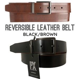 PX REVERSIBLE LEATHER BELT IN BROWN/ BLACK